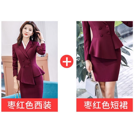Image of 2020 Female Formal Elegant Office Work Wear Uniform OL Ladies Trousers Blazers Jacket with Tops Pant Suits 2 Pieces Sets Clothes