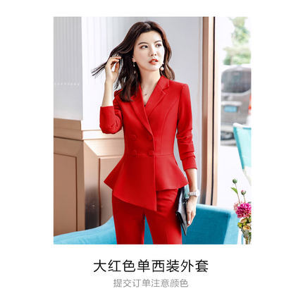 Image of 2020 Female Formal Elegant Office Work Wear Uniform OL Ladies Trousers Blazers Jacket with Tops Pant Suits 2 Pieces Sets Clothes