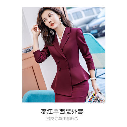 Image of 2020 Female Formal Elegant Office Work Wear Uniform OL Ladies Trousers Blazers Jacket with Tops Pant Suits 2 Pieces Sets Clothes