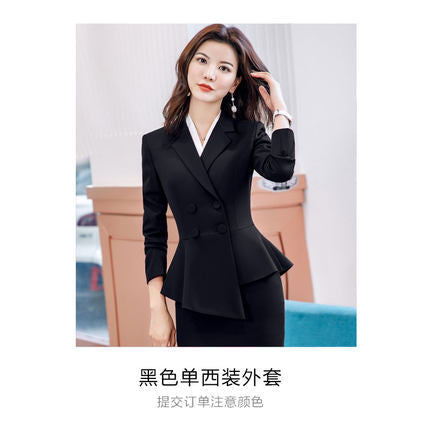 Image of 2020 Female Formal Elegant Office Work Wear Uniform OL Ladies Trousers Blazers Jacket with Tops Pant Suits 2 Pieces Sets Clothes